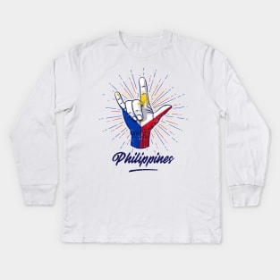 I Love You Philippines Hand Gesture Cute Gift Women Men Kids Long Sleeve T-Shirt